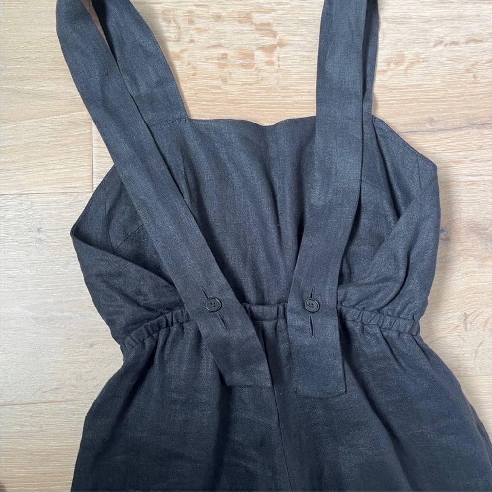 Reformation black linen exposed back jumpsuit - Picture 2 of 4